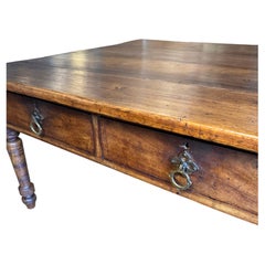 French Walnut coffee table c.1900, with turned legs and still a key!