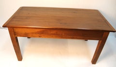 Provincial French Cherry Coffee Table, c1900 with 1 drawer and tapered legs