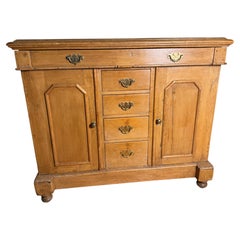 Victorian English Pine Dresser Base or Server, with 5 drawers and 2 doors.