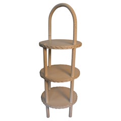 Charming antique wicker stand, American, c 1940, 3 levels with a handle