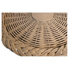Antique American Wicker Round Side Table, Bar Harbor, C. 1910