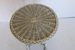 American Bar Harbor Wicker Round Table, c 1900, with pineapple feet