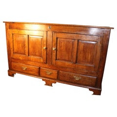 19thC English Oak Dresser Base, converted from a Mule chest, 2 doors + 3 drawers