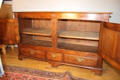 19thC English Oak Dresser Base, converted from a Mule chest, 2 doors + 3 drawers