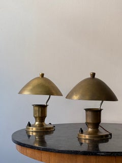 Pair of Midcentury Adjustable Brass Table Lamps by Brødrene Sæther, Norway