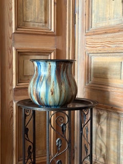 Große Art-Déco-Übertopf aus Steingut von Roger Guérin
