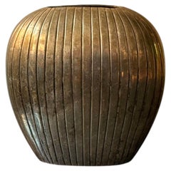 Scandinavian Art Deco Fluted Patinated Metal Vase, circa 1930s