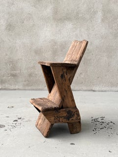 Sculptural French Vernacular Worker’s Chair, Auvergne, Early 20th Century.