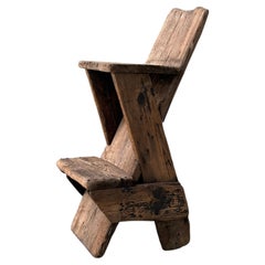 Sculptural French Vernacular Worker’s Chair, Auvergne, Early 20th Century.