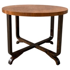 Swedish Grace Elm Burl Side Table with Sculptural Dark Wood Base, Sweden, 1930s