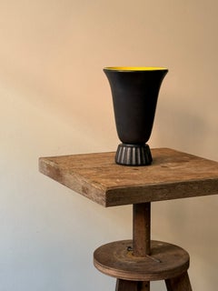 French Modernist Black and Yellow Ceramic Vase by Verceram, 1950s