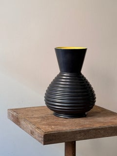 Sculptural Black and Yellow Ceramic Vase, 1950s French Modernist