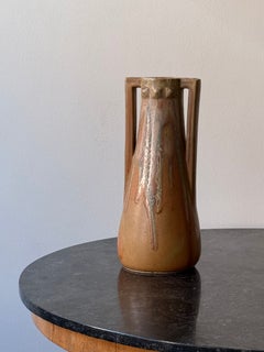 French Art Deco Vase with Loop Handles and Crystalline Glaze, circa 1920s