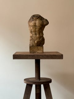Sculpture en plâtre représentant un torse masculin, étude académique, fin du XIXe siècle