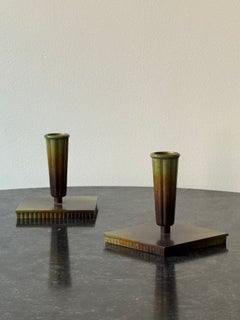 Pair of Swedish Art Deco Bronze Candlesticks by Ystad-Brons, 1930s