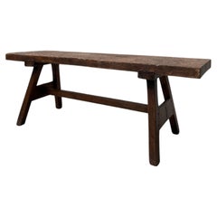 Primitive Oak Worktable with Single Plank Top and Beautiful Patina, Late 19th C