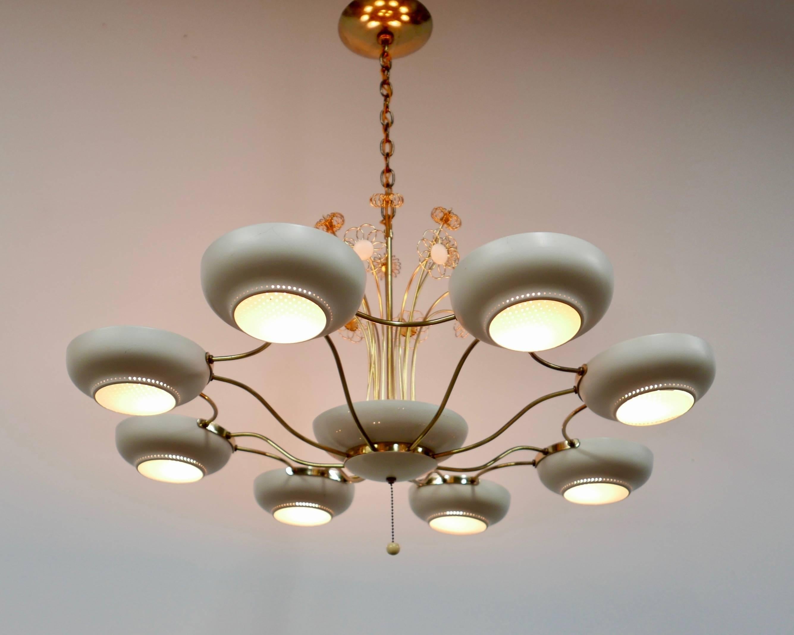 Mid-Century Modern Lightolier Chandelier in the Manor of Paavo Tynell For Sale