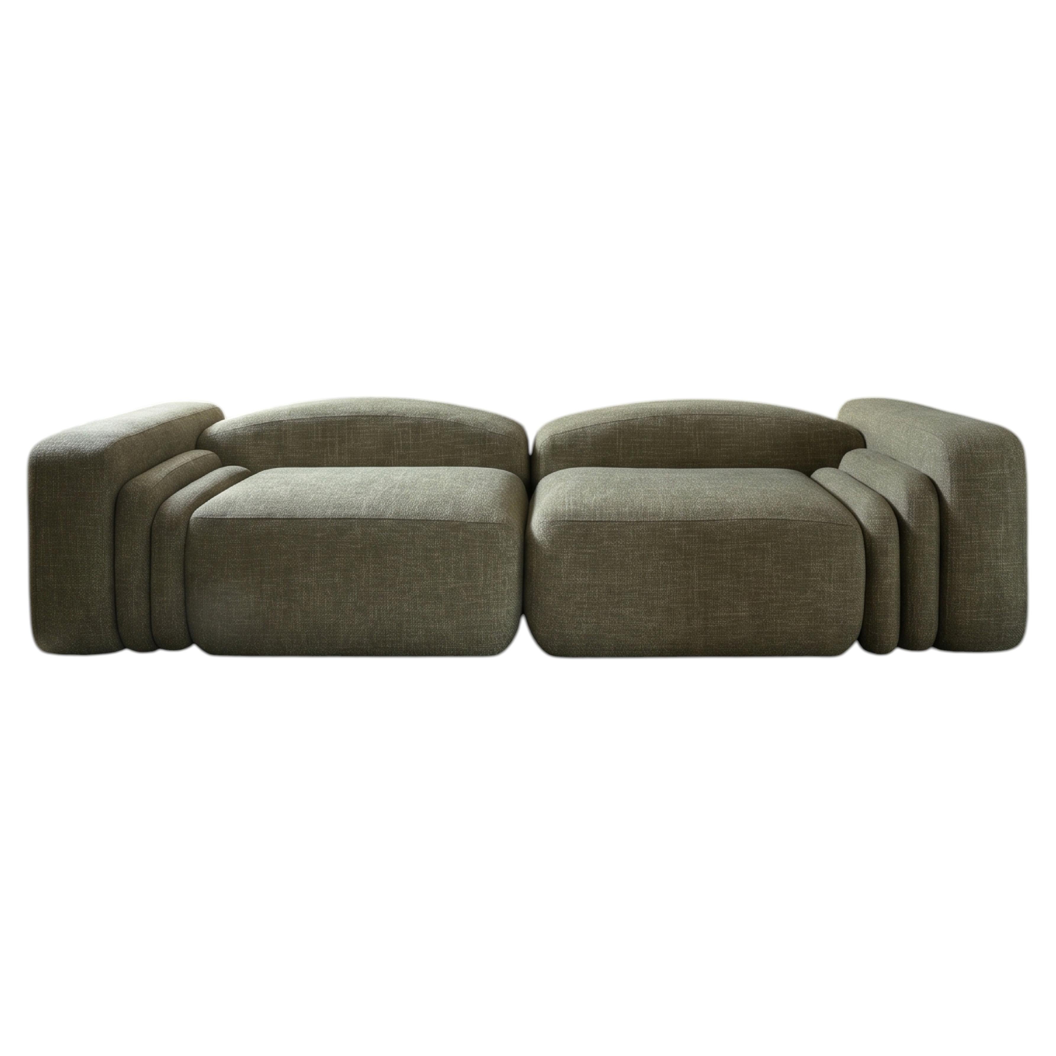 Contemporary Two-Piece Modular Sofa with Custom Upholstery For Sale