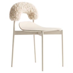 Contemporary Powder Coated Wood Veneer Dining Chair with Custom Fabric