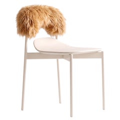 Contemporary Powder Coated Wood Veneer Dining Chair with Custom Fabric