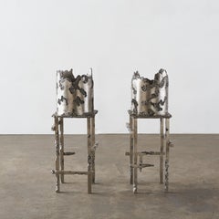 Paire de récipients sculpturaux en acier inoxydable de Michael Gittings, « Future Ruins »