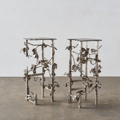 Pair of Sculptural Stainless Steel Pedestals by Michael Gittings, Future Ruins
