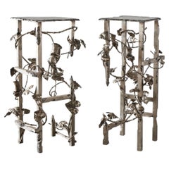 Pair of Sculptural Stainless Steel Pedestals by Michael Gittings, Future Ruins