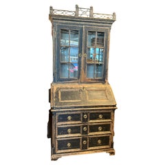 18 Century Gustavian Swedish Painted Secretary Desk with Cabinet