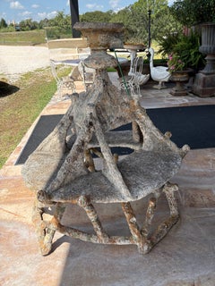 Rare 1940’s French Outdoor Garden Faux Bois Combination Planter Bench
