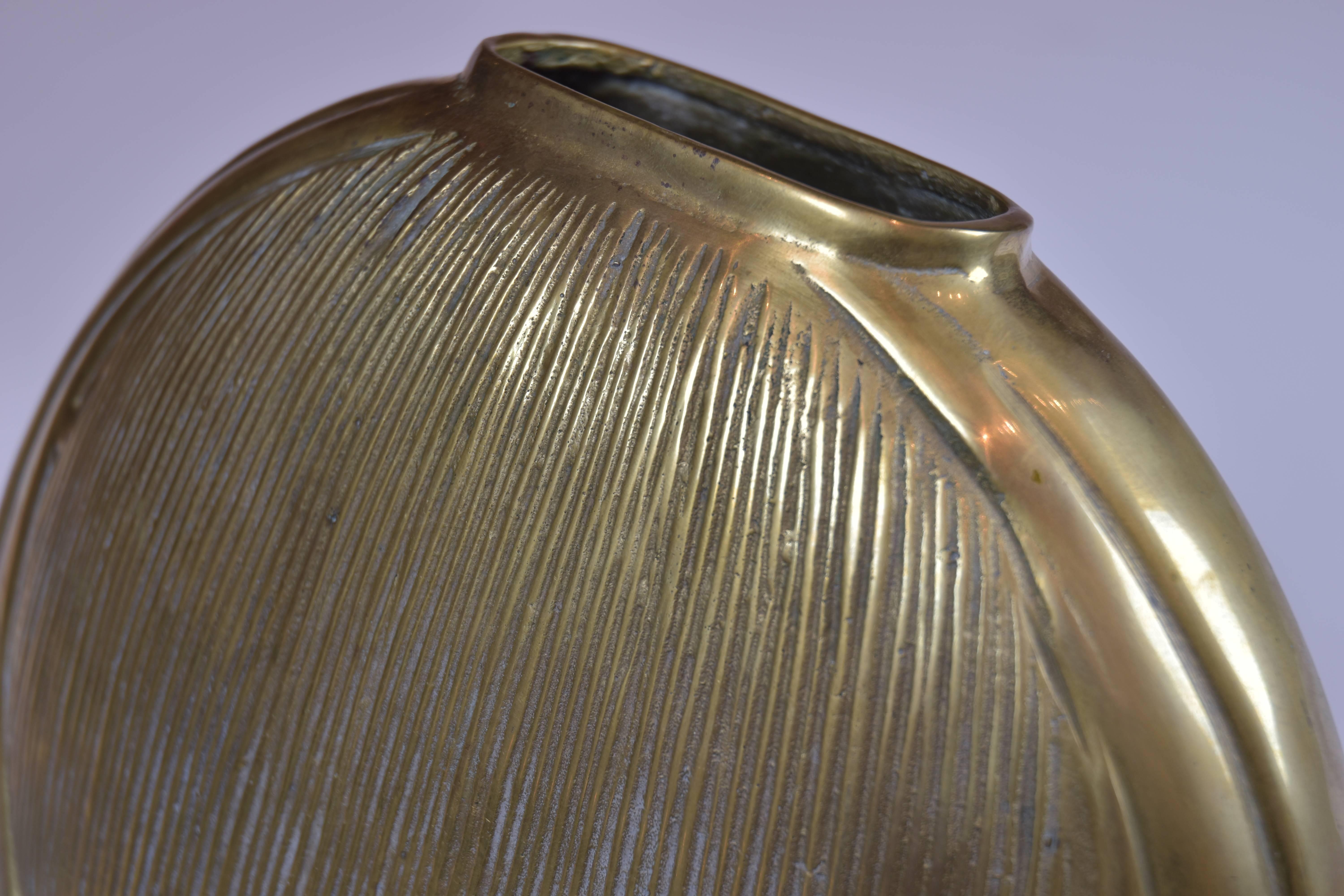 20th Century Contemporary Circular Brass Vase For Sale