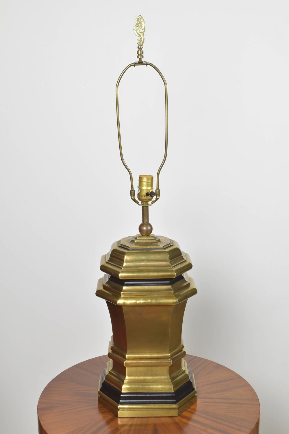 Vintage Chapman Brass Lamp with Black Accents For Sale at 1stdibs