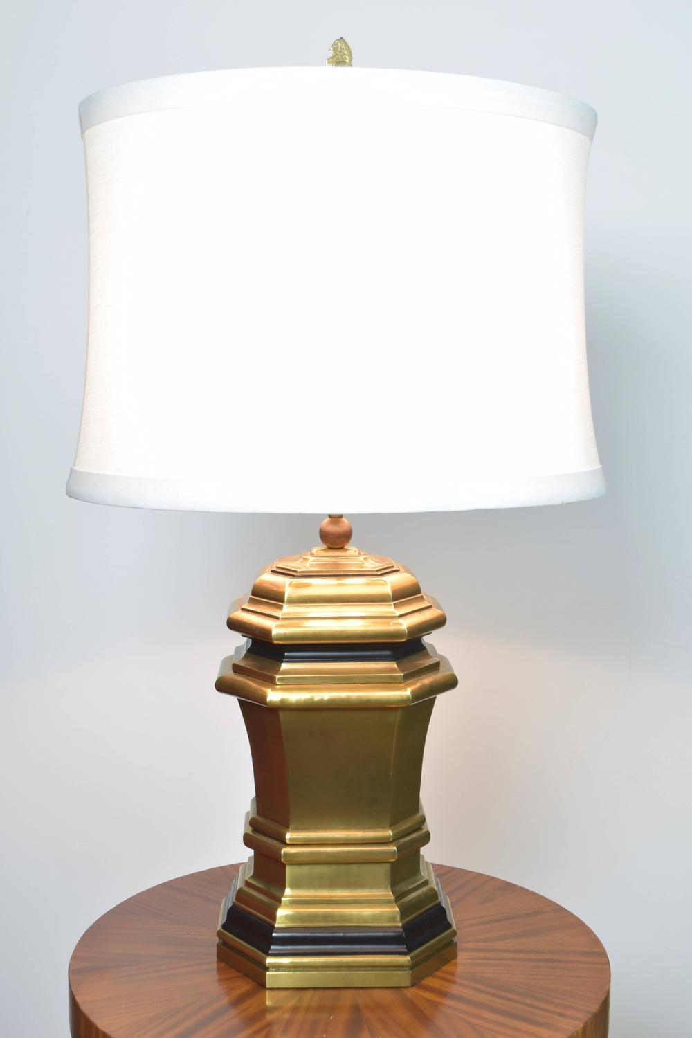 Vintage Chapman Brass Lamp with Black Accents For Sale at 1stdibs