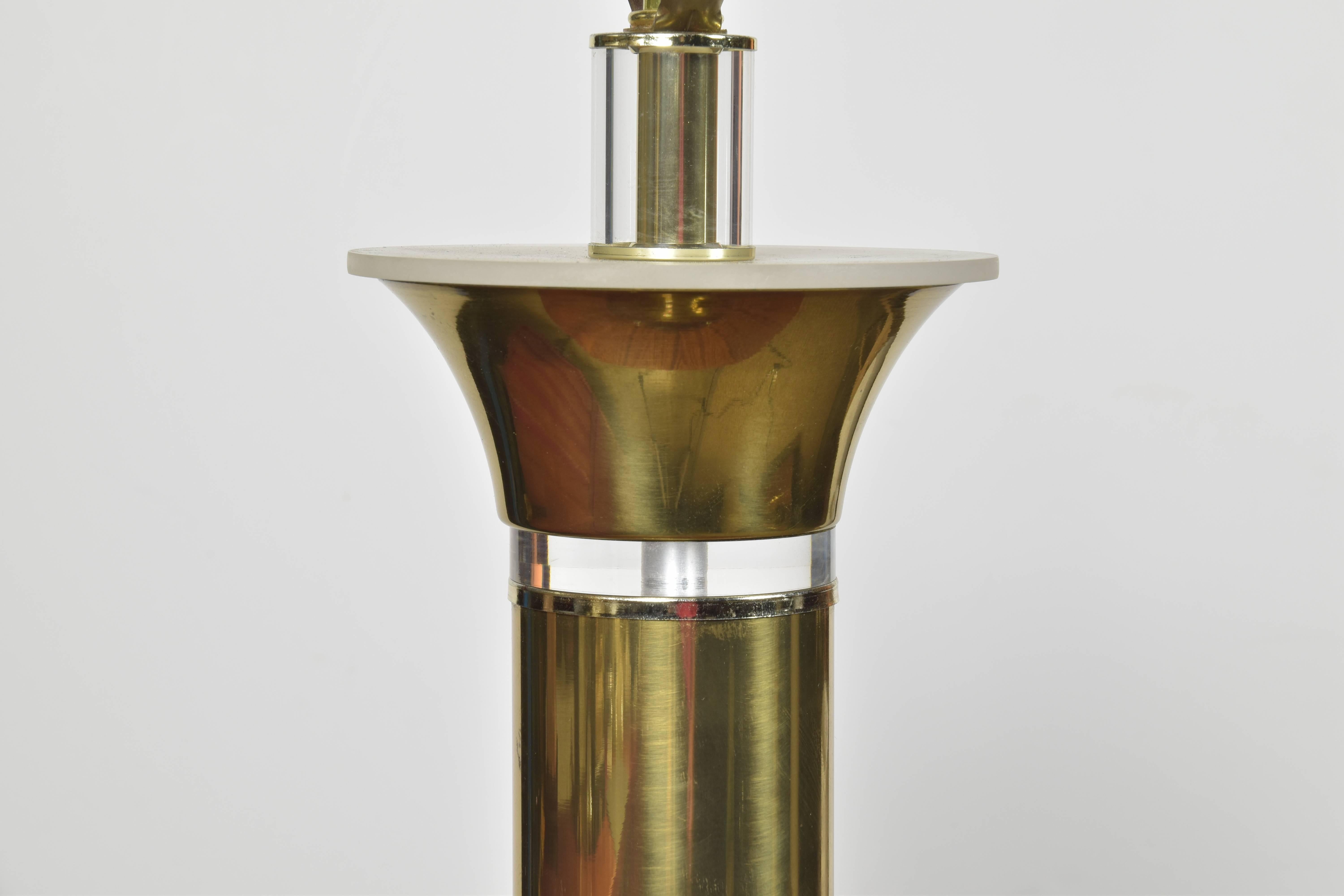 Contemporary Bauer Brass and Lucite Lamp In Good Condition For Sale In San Antonio, TX
