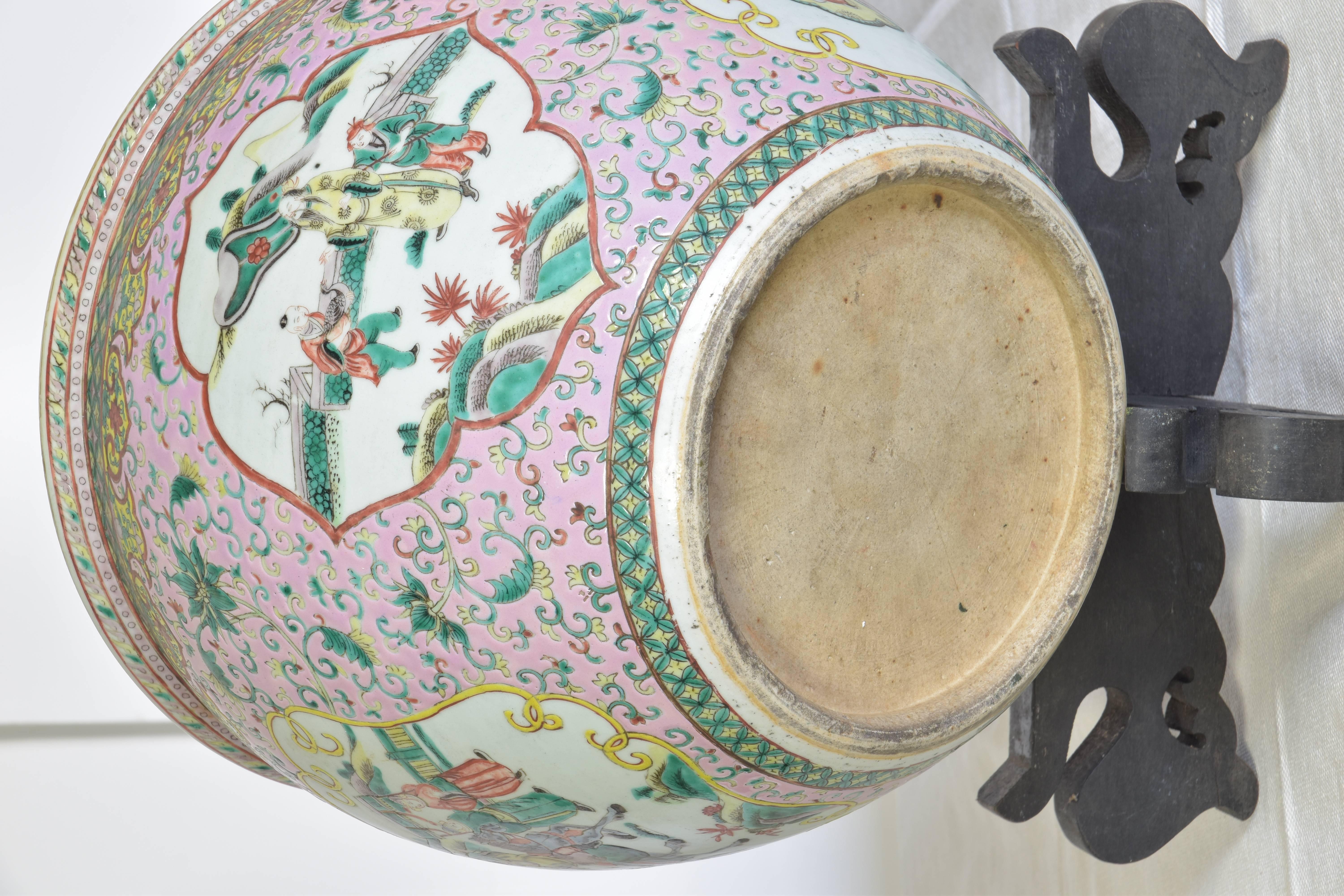 20th Century Hand-painted Chinese Jardiniere on Stand