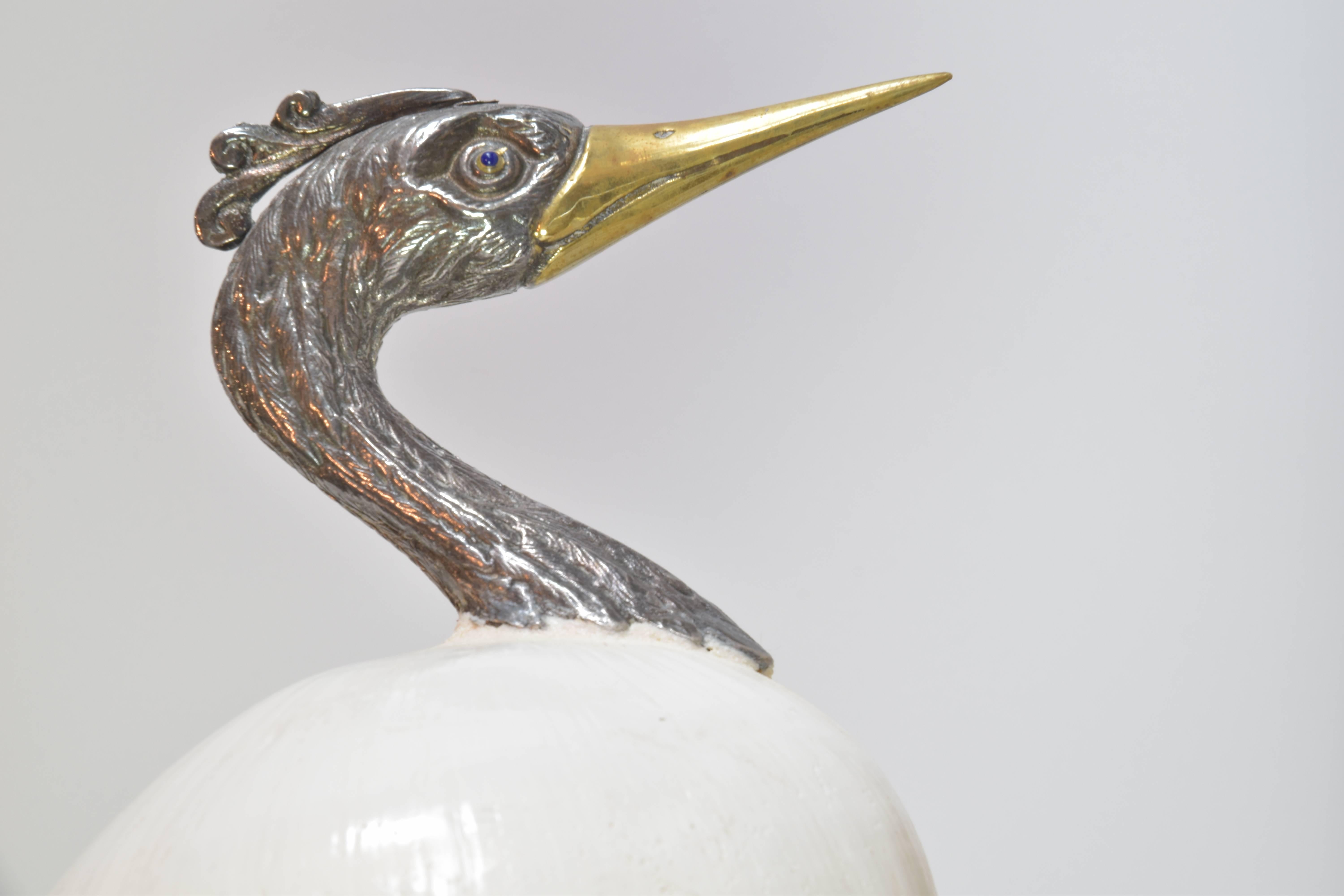 Italian Gabriella Binazzi Natural Shell Bird Sculpture