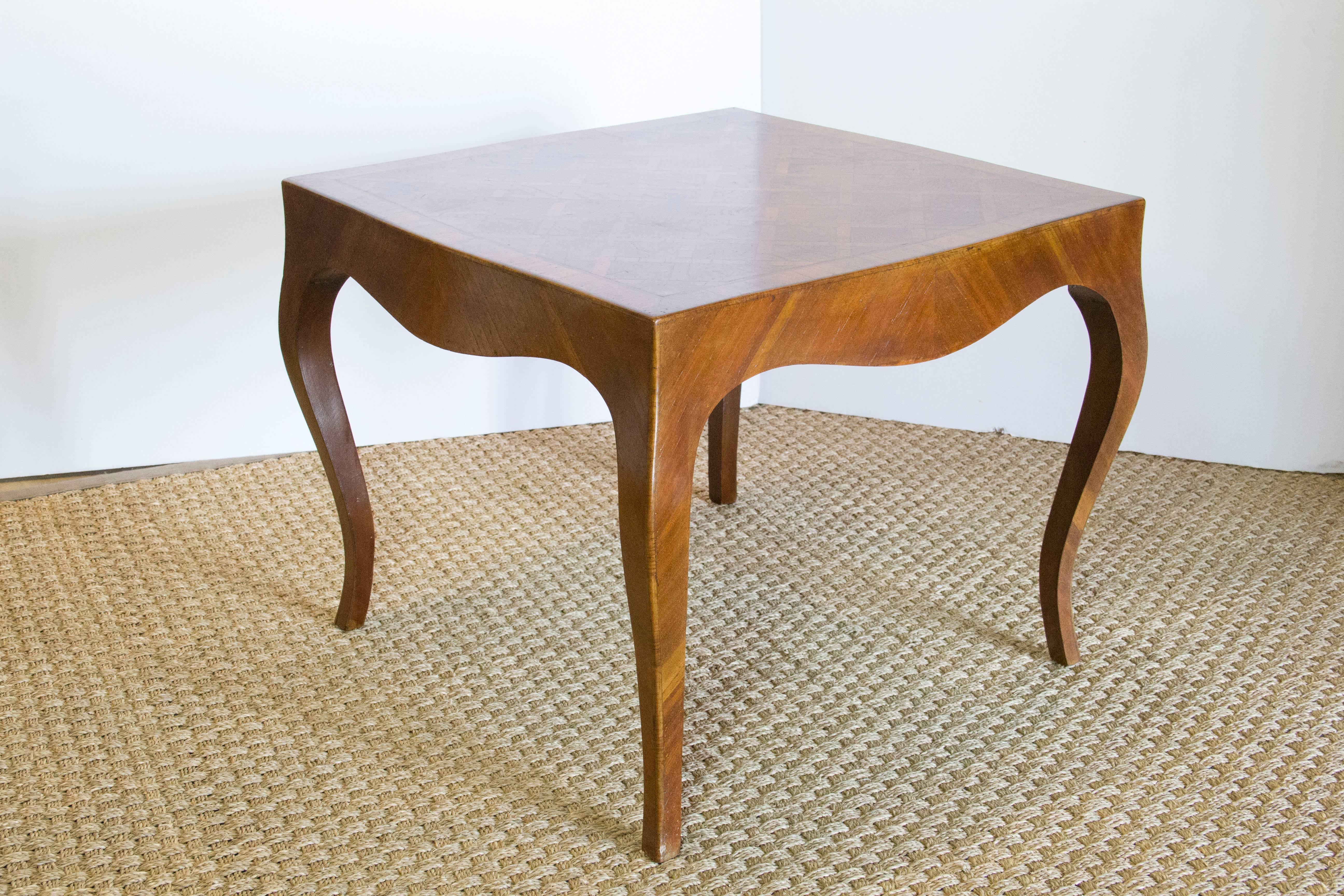 Wood Italian Side Table with Diamond Pattern Detail For Sale