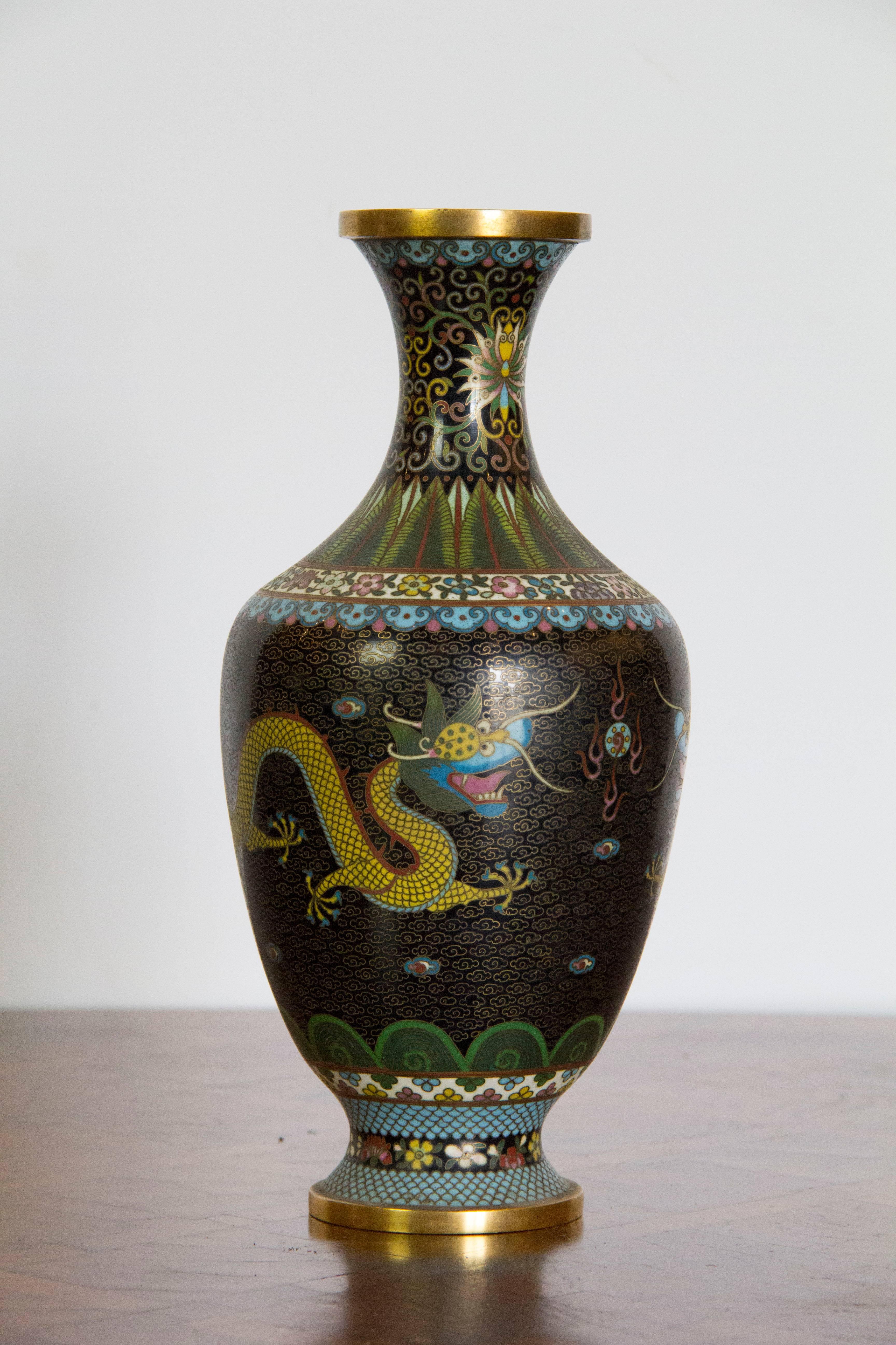 cloisonne dragon vase