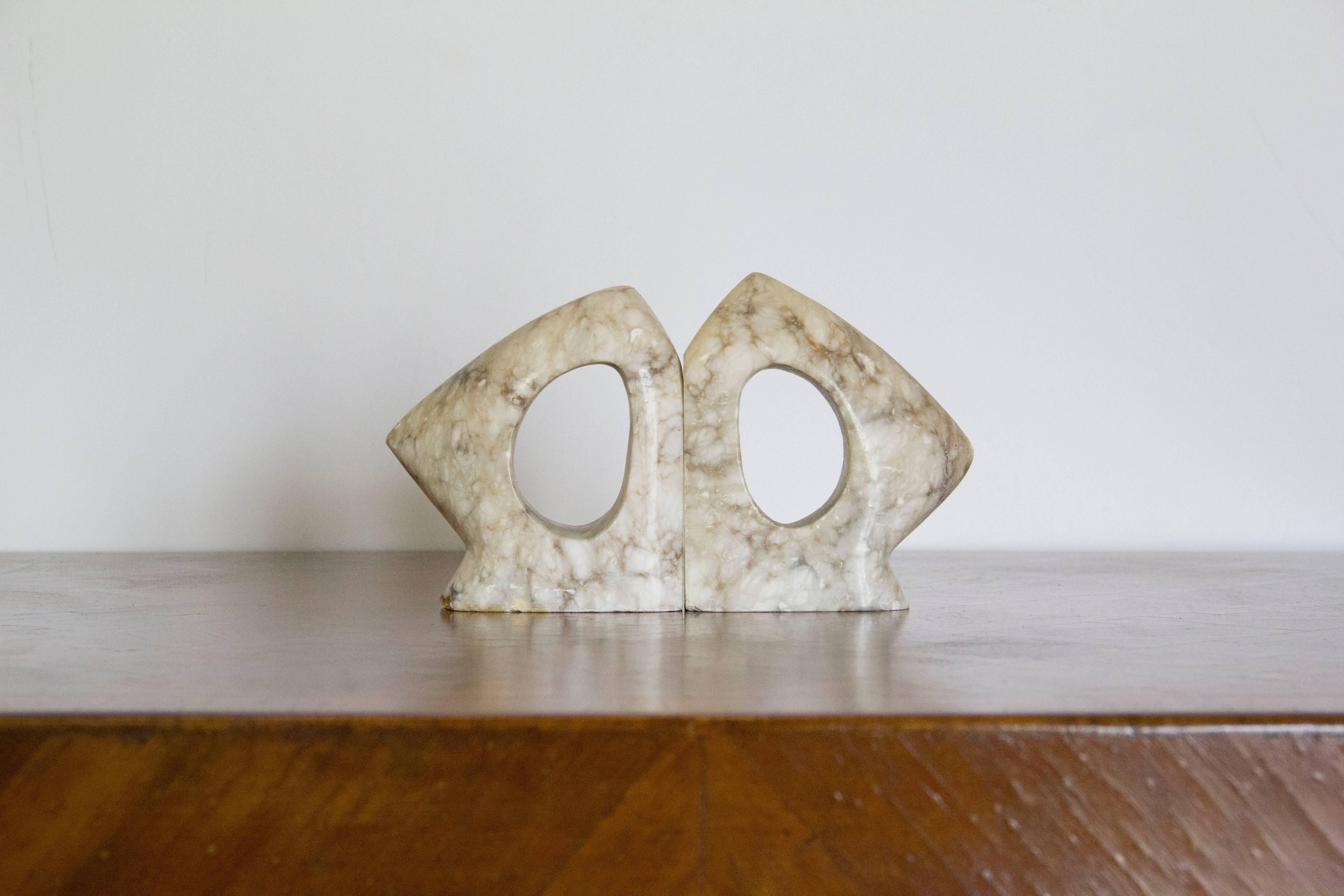 Sculptural Pair of Mid-Century Modern Marble Bookends For Sale 1