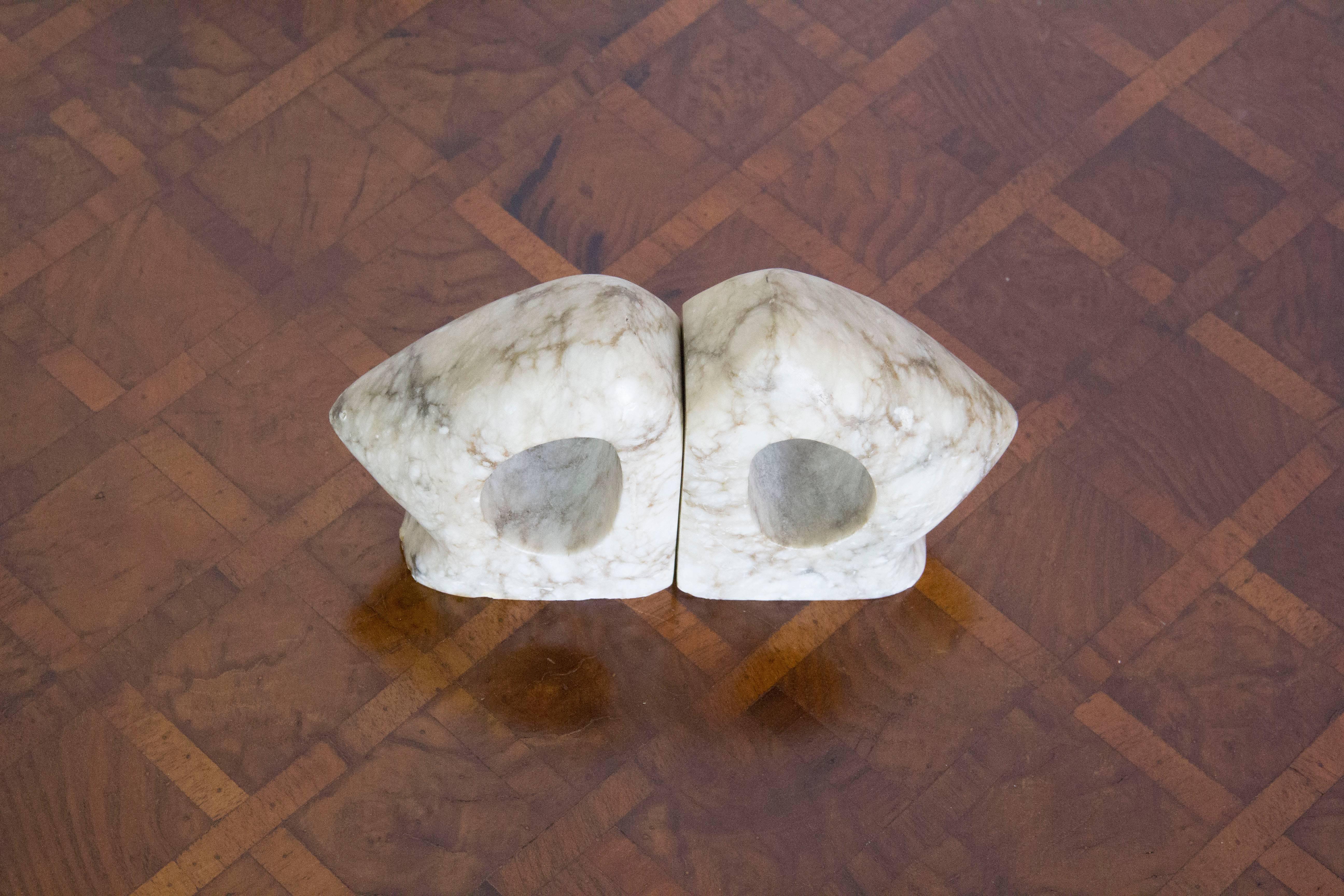 Sculptural Pair of Mid-Century Modern Marble Bookends For Sale 2