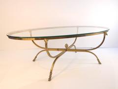 Maison Jansen Oval Cocktail Table with Ram's-Head Detail and Hoof Base