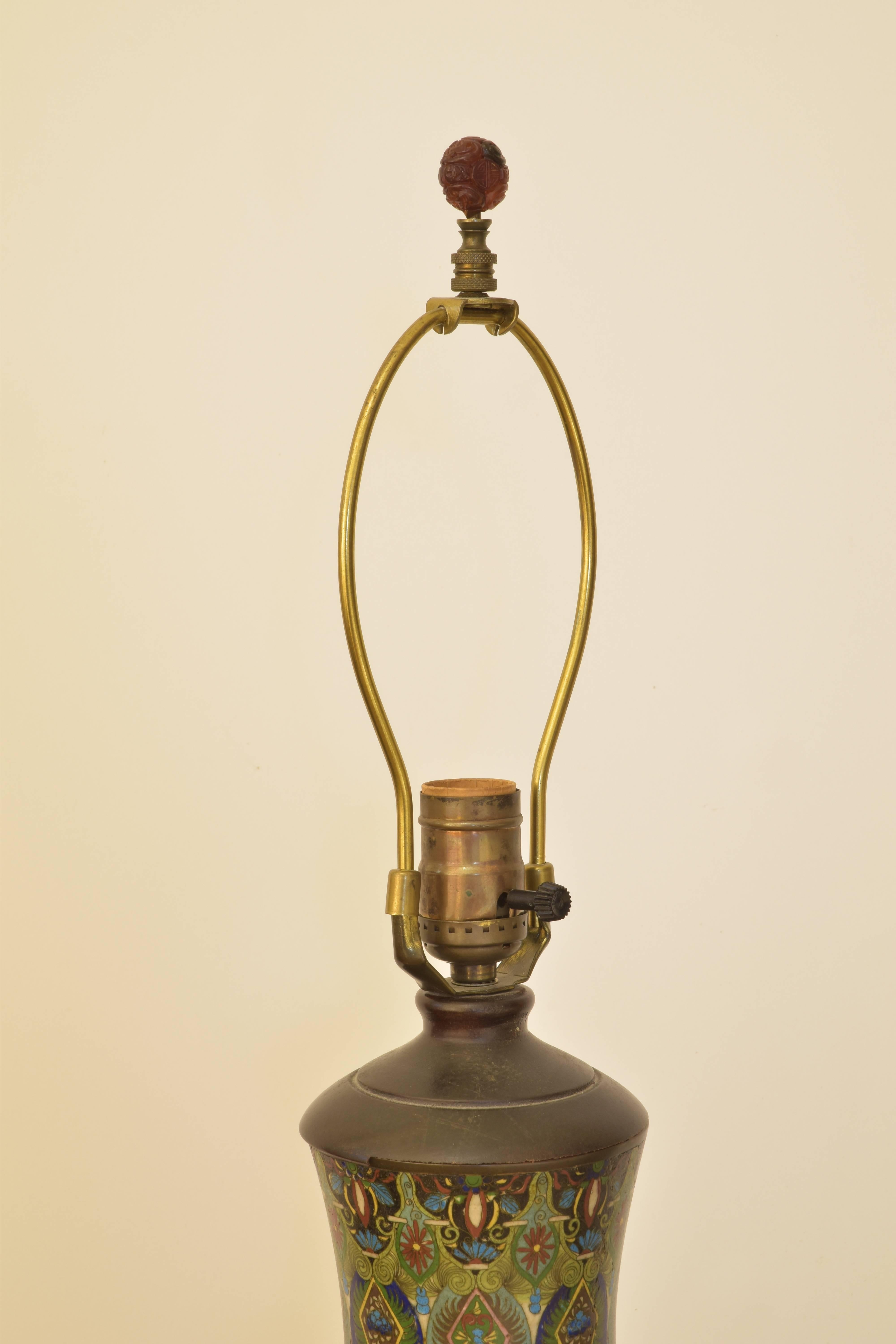 Cloisonné Lamp (19. Jahrhundert) im Angebot