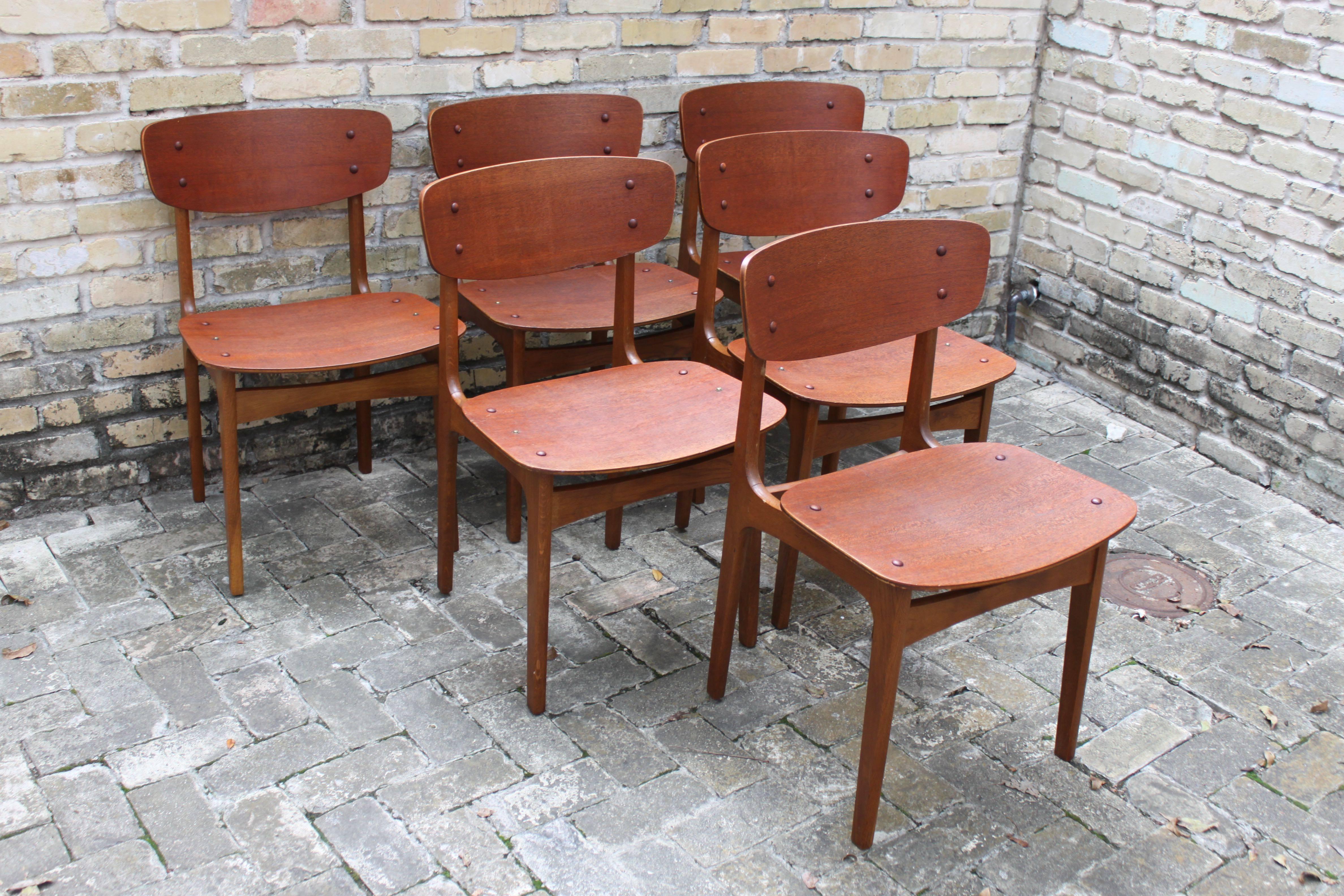 Scandinavian Modern Set of Six Børge Mogensen Shell Dining Chairs, Denmark, 1950s