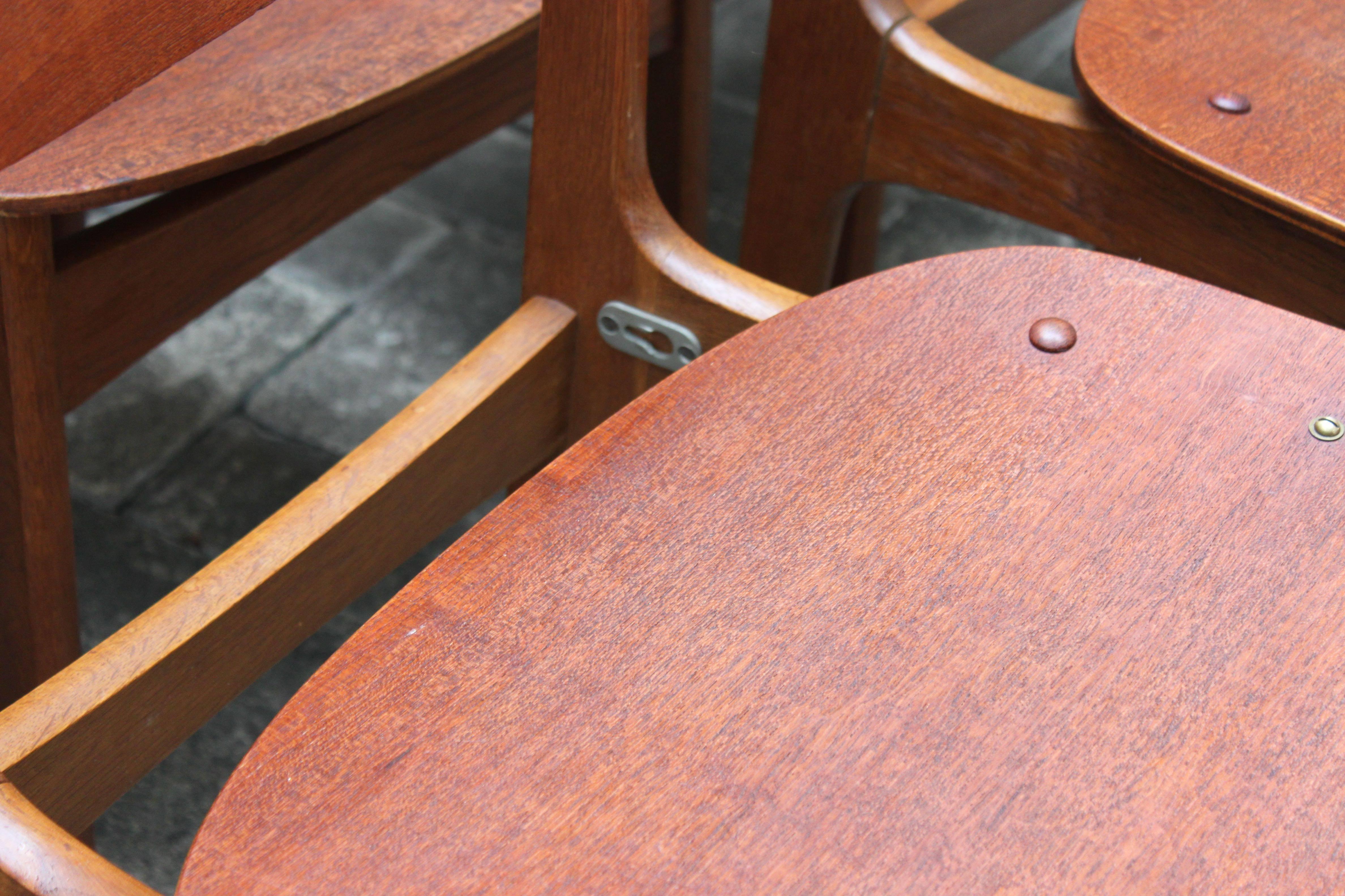 Set of Six Børge Mogensen Shell Dining Chairs, Denmark, 1950s In Good Condition In San Antonio, TX