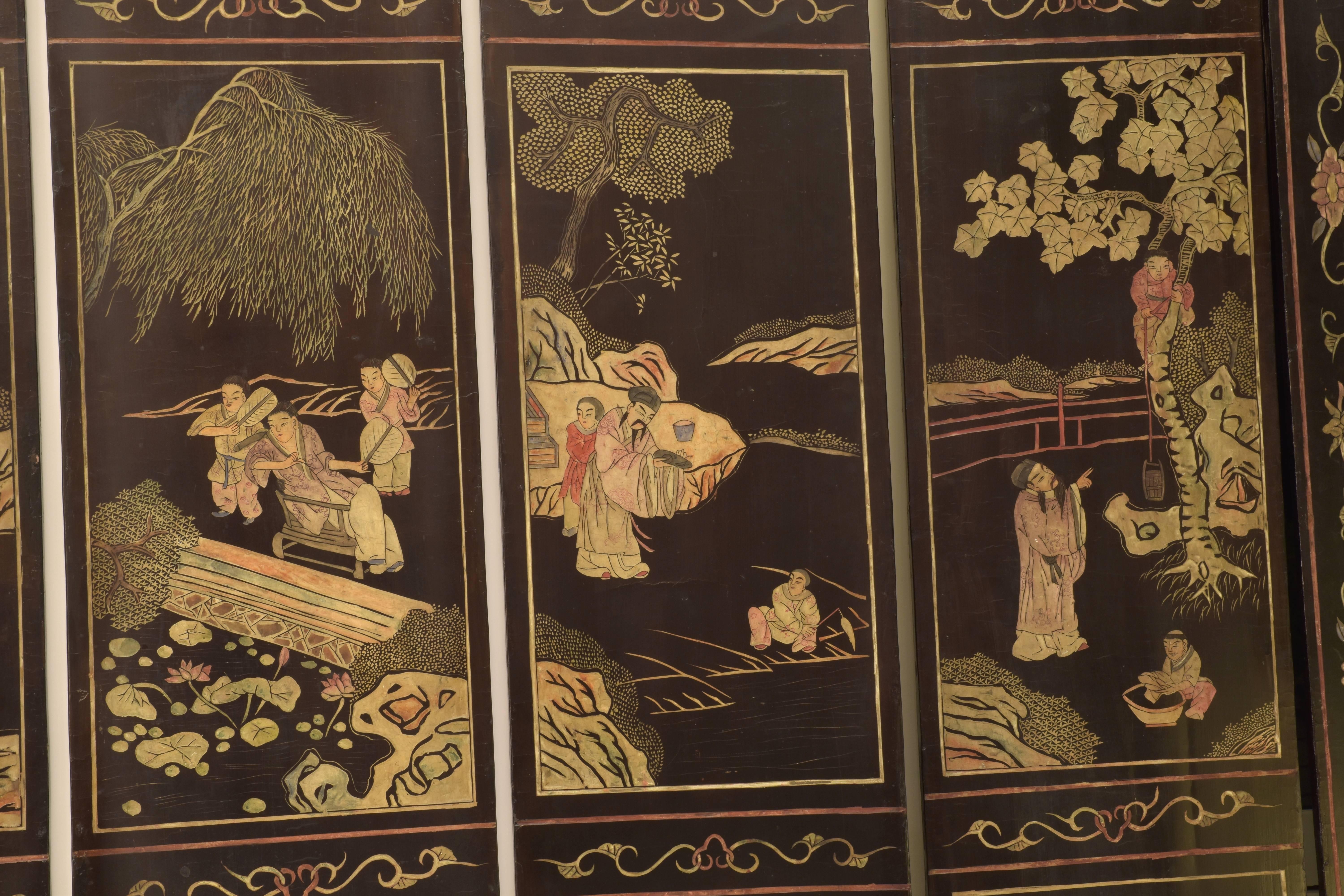 Fine Antique Chinese Carved Coromandel Screen, 19th Century 2
