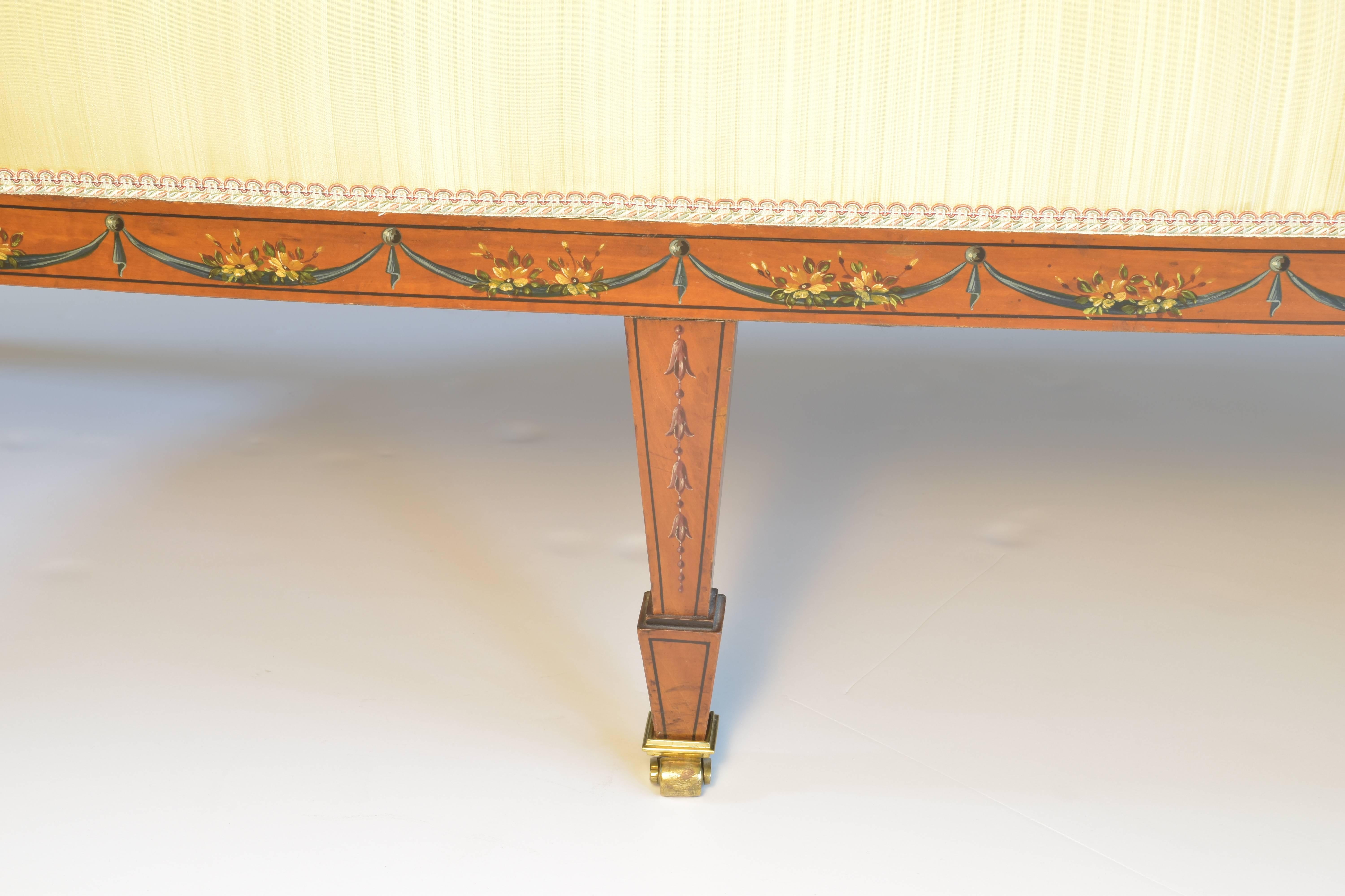 English Sheraton Settee with Painted Neoclassical Figural Detail, circa 1870 In Excellent Condition In San Antonio, TX