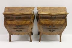 Pair of 19th Century Italian Inlaid Marquetry Bombe Commodes