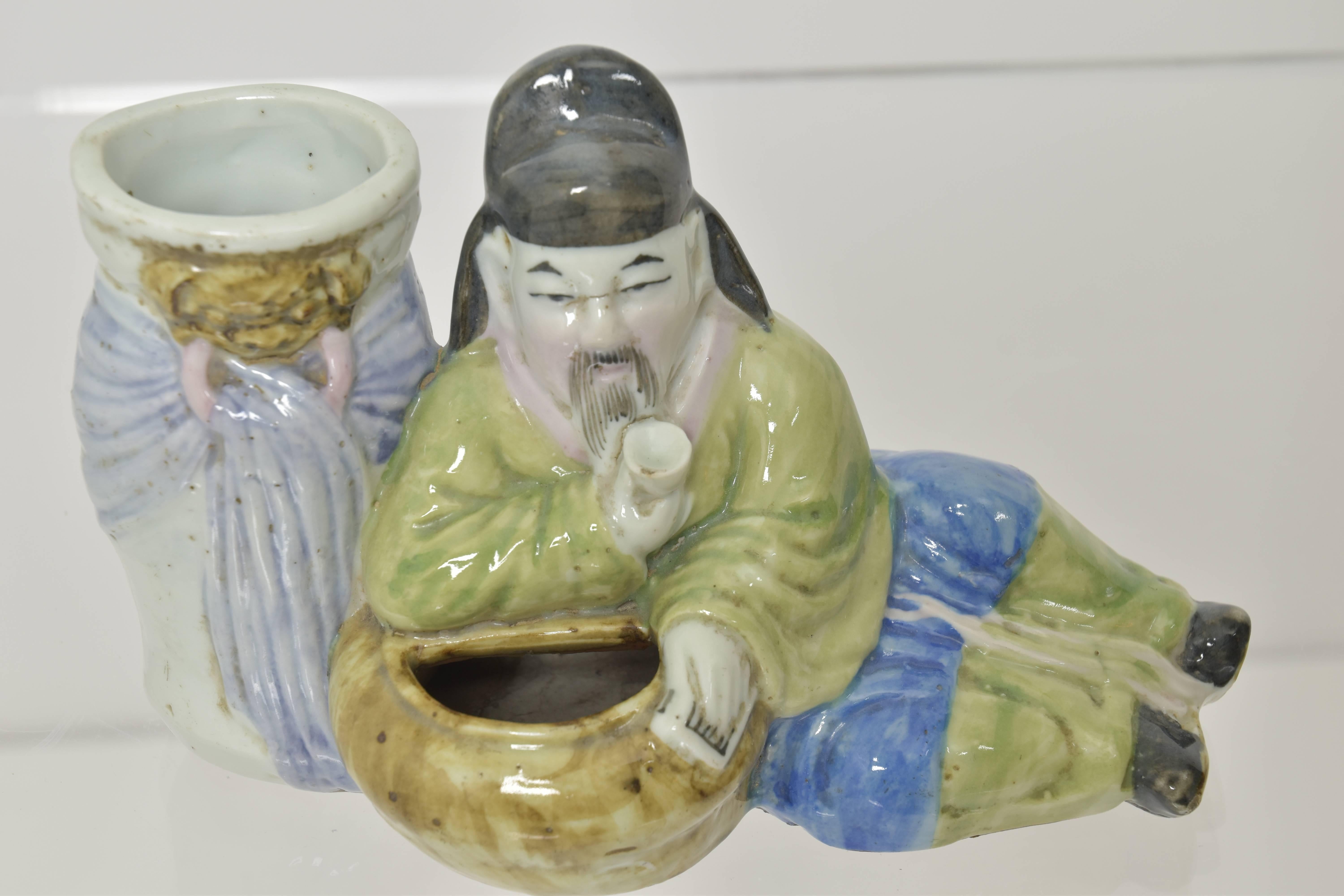 Chinese Export Chinese Porcelain Figural Brush Pot or Brush Washer For Sale