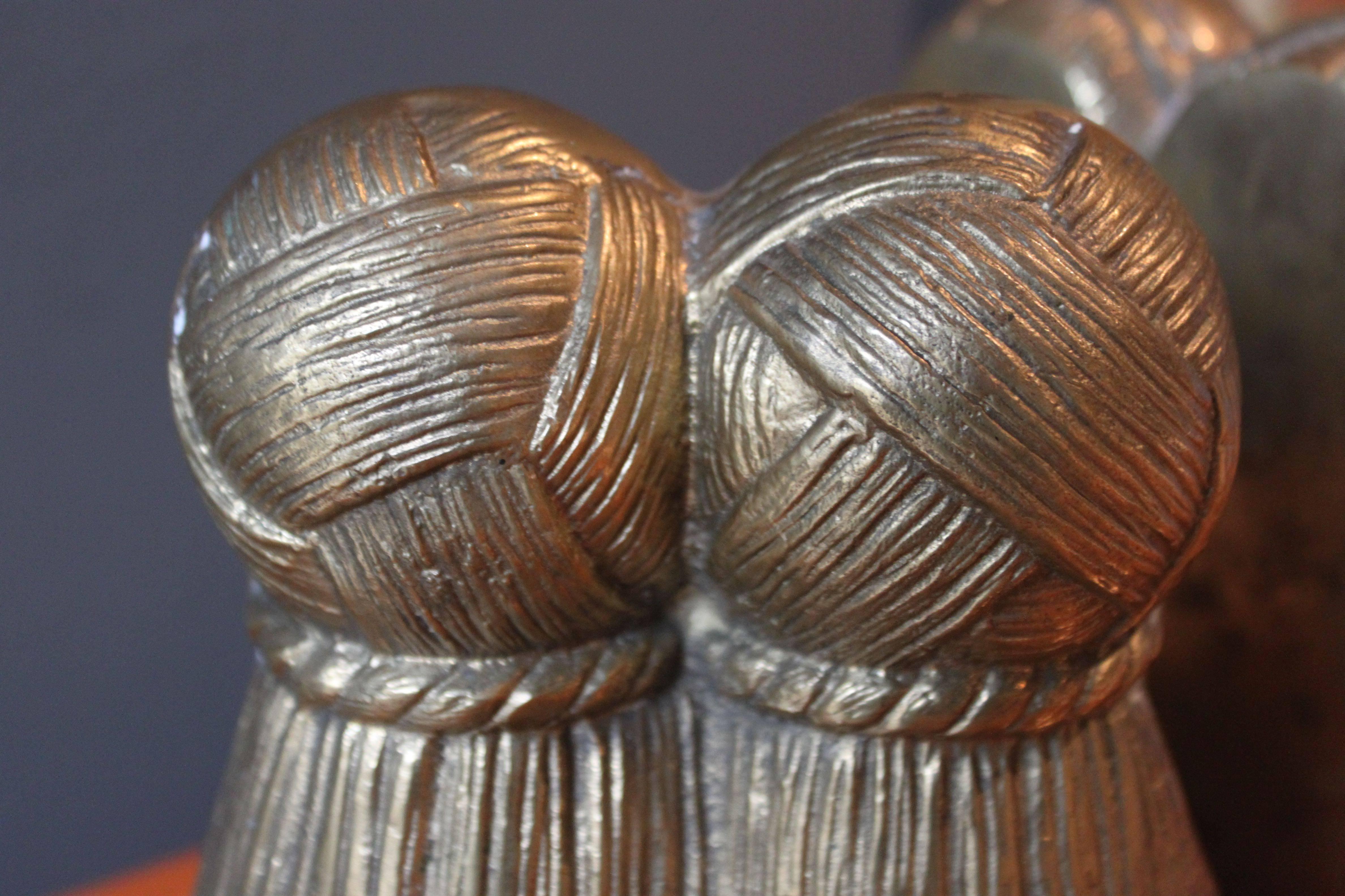 Pair of Solid Brass Tassel Bookends In Good Condition For Sale In San Antonio, TX