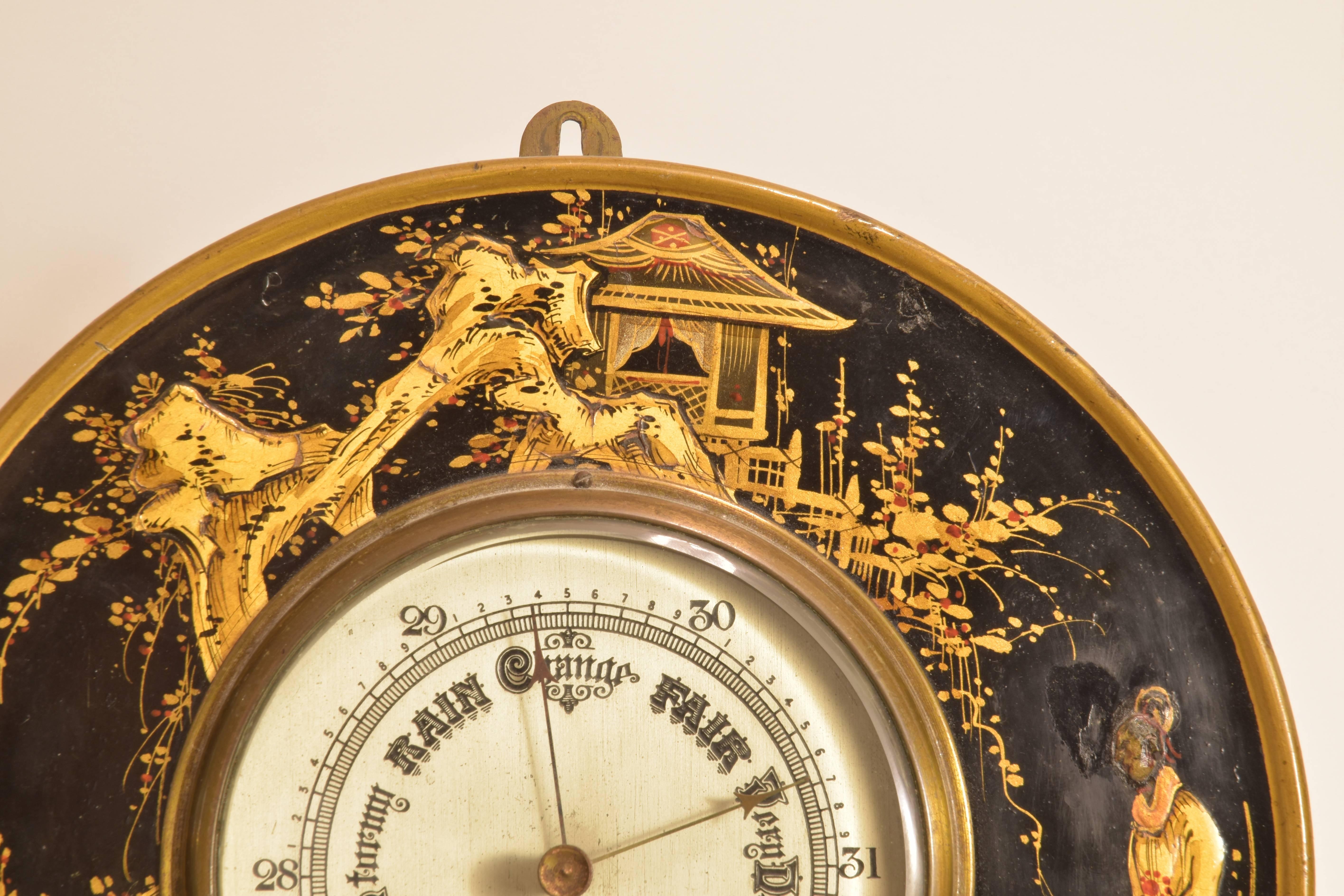 Glass Early 20th Century English Chinoiserie Barometer