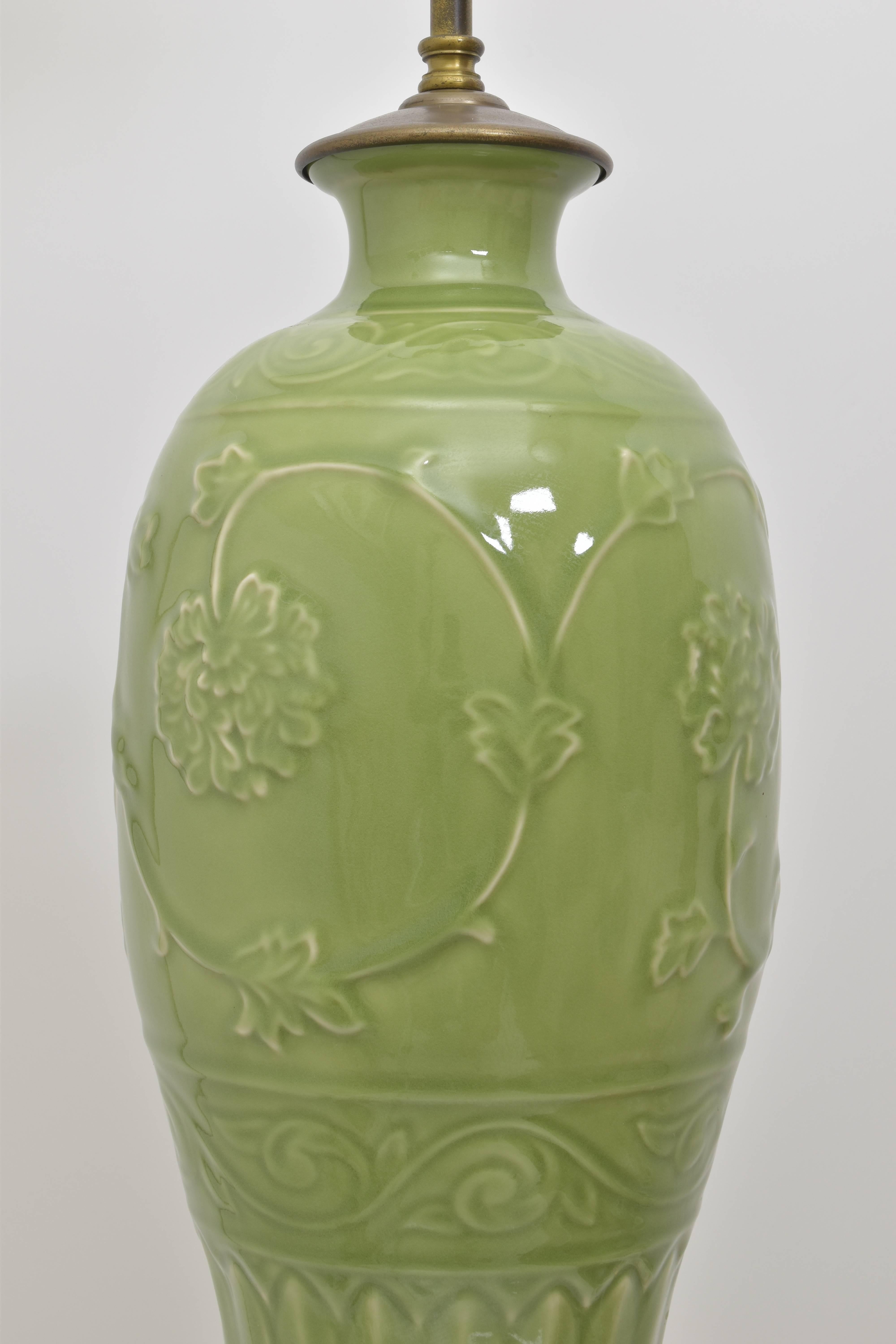 Chinese Warren Kessler Celadon Lamp For Sale